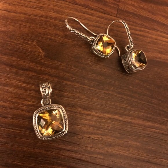 NWOT Samuel B. Citrine & Sterling Silver Pendant and Drop Earrings - Picture 9 of 12